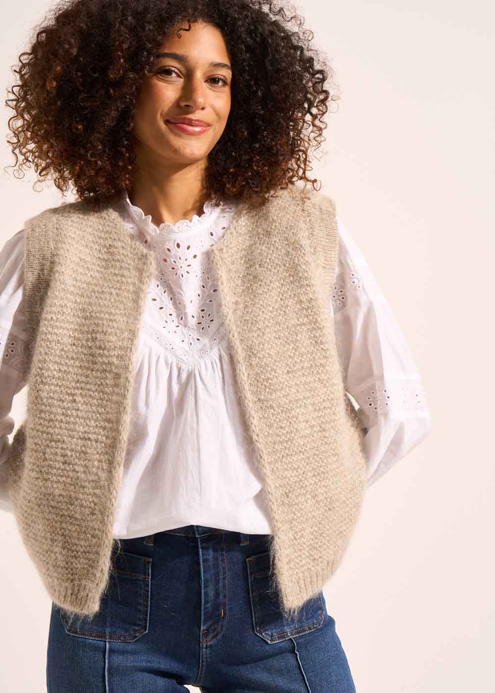 GOTANA Short sleeveless mohair cardigan - 1 - Sud Express - Sud Express