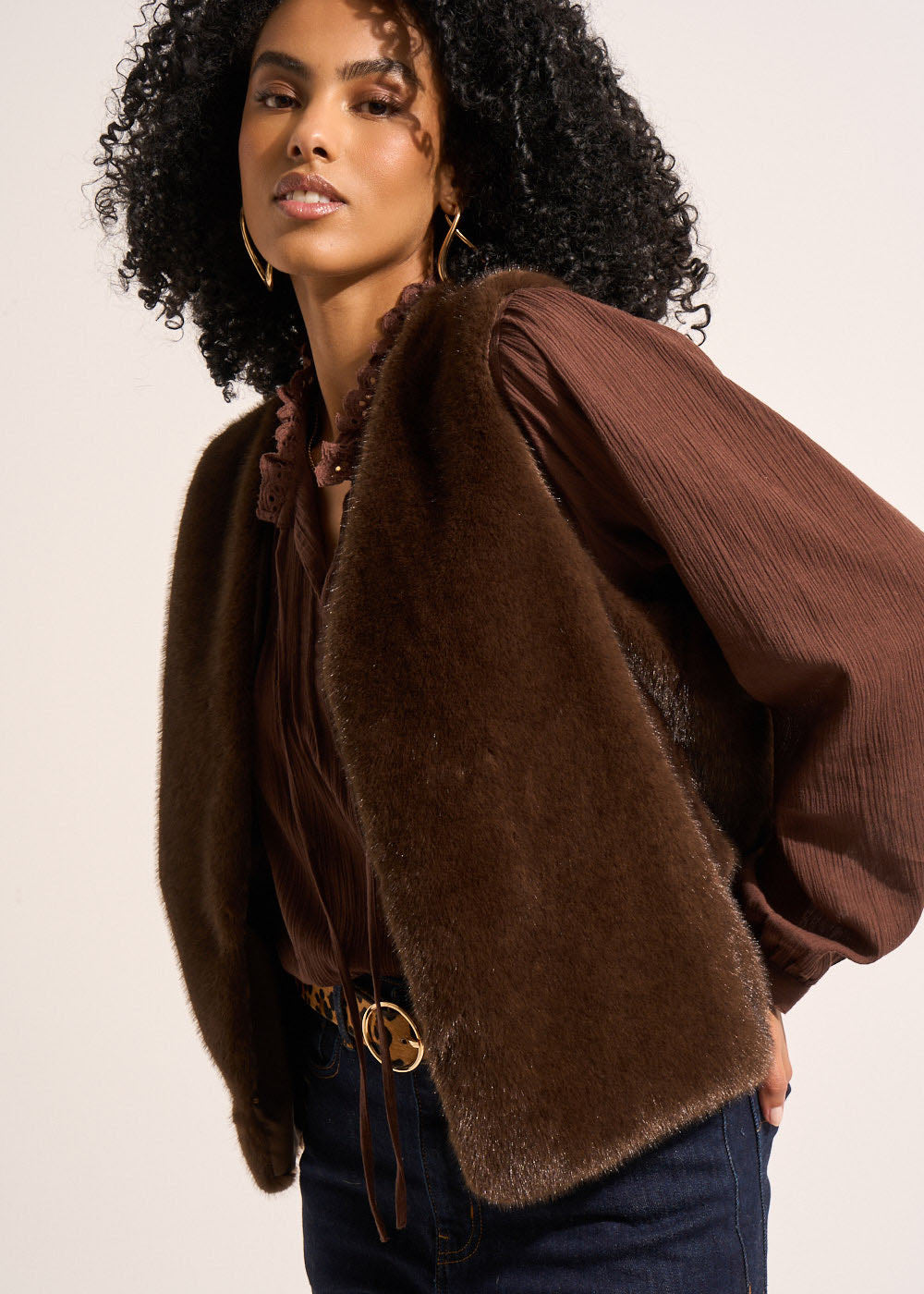 GUARANI Sleeveless faux fur cardigan - 1 - Sud Express - Sud Express