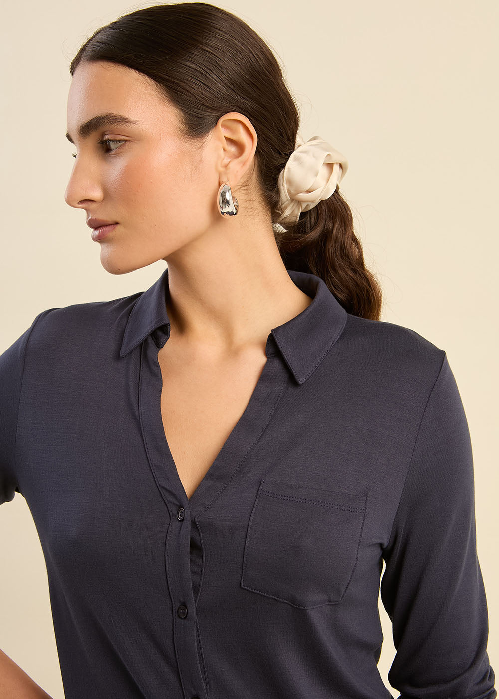 CHIARA Long sleeve shirt collar t-shirt  - 4 - Sud Express - Sud Express