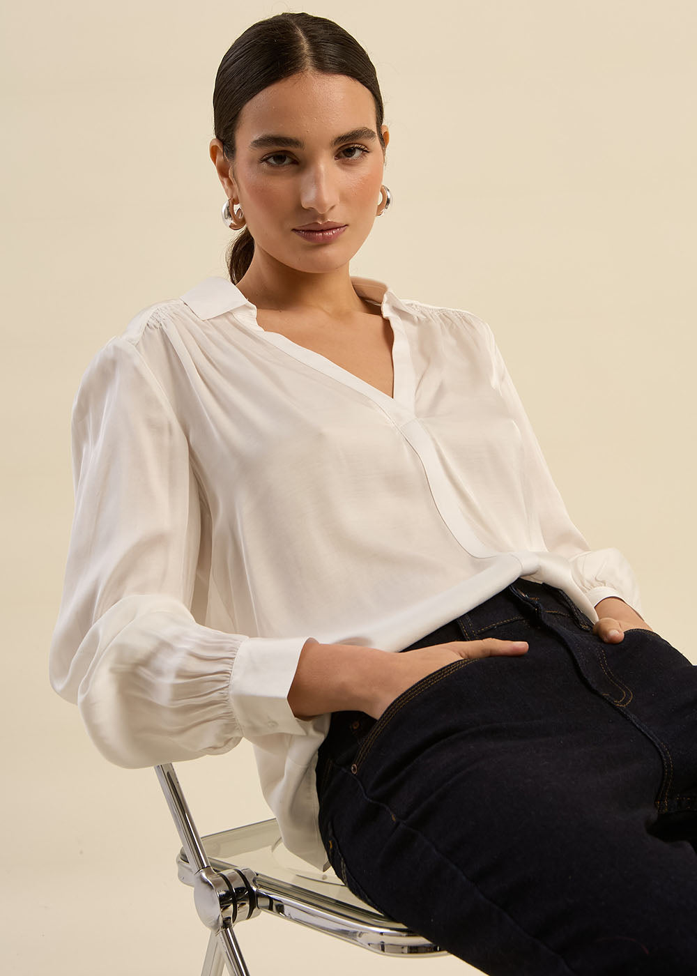 TEDY V-neck flowing blouse - 1 - Sud Express - Sud Express