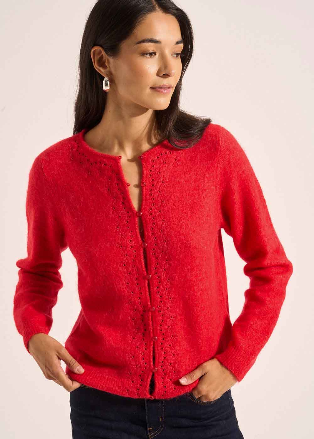 GELO Cardigan with round buttons and long sleeves - 1 - Sud Express - Sud Express