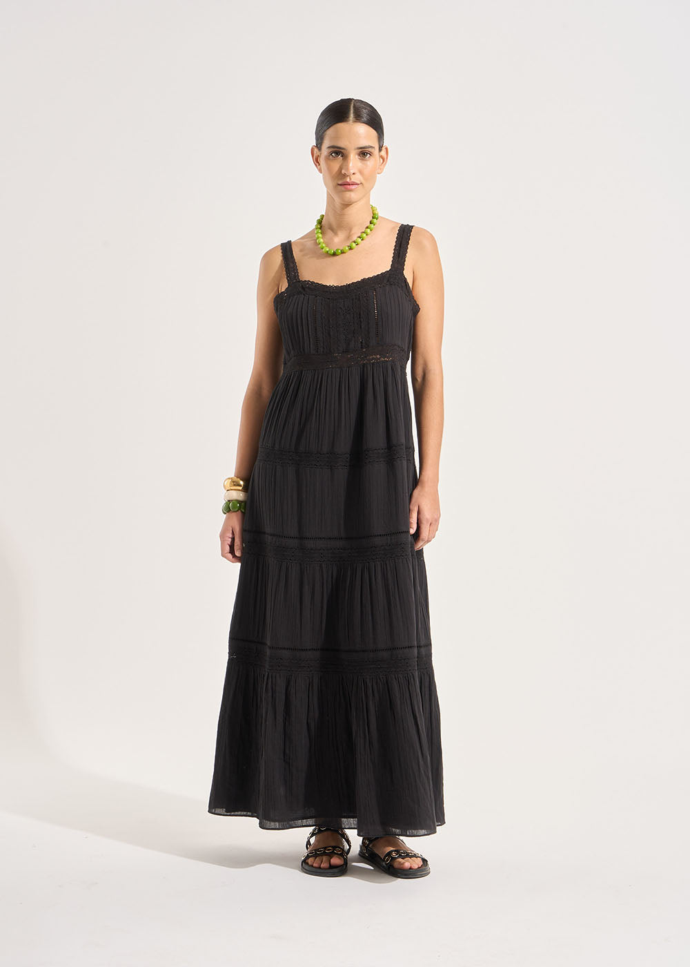 RAMINATA Long strappy embroided dress - 1 - Sud Express - Sud Express
