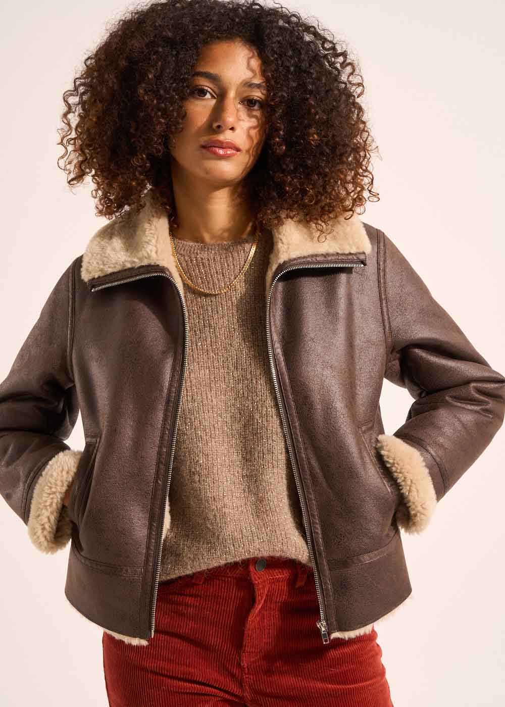 MALTAZI Faux sheepskin coat with faux fur lining - 1 - Sud Express - Sud Express
