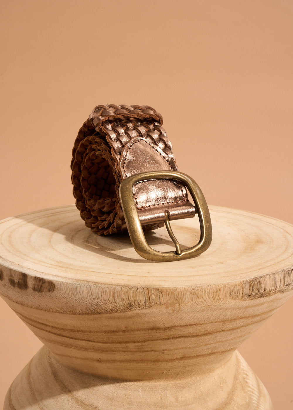 CRYSTAL Wide plaited leather belt - 1 - Sud Express - Sud Express