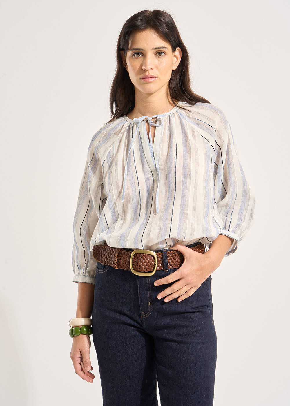 CRYSTAL Wide plaited leather belt - 4 - Sud Express - Sud Express