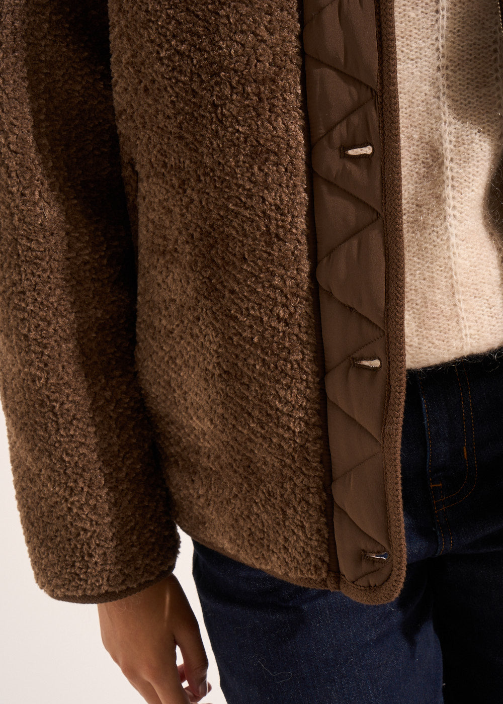 MARLONE Short faux fur jacket with quilted collar - 4 - Sud Express - Sud Express