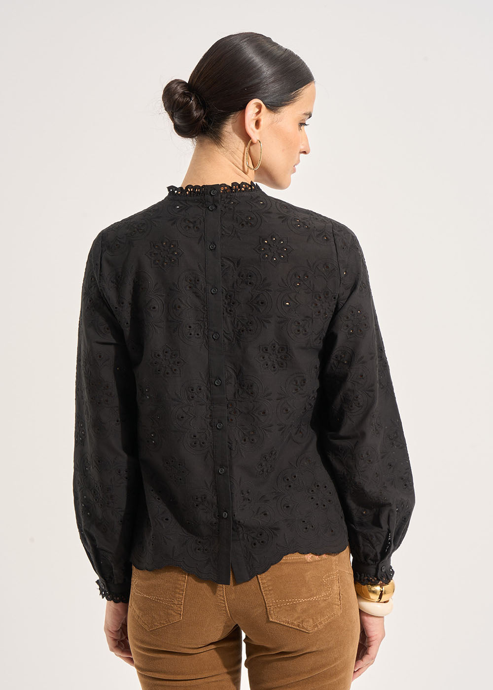 CASSILY Embroidered high neck blouse - 3 - Sud Express - Sud Express