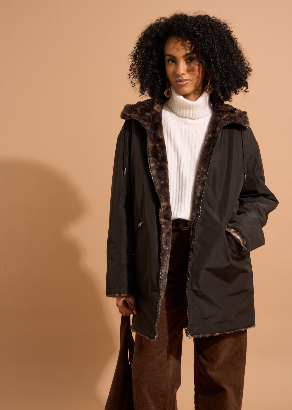 VEALY Reversible parka with faux leopard fur lining - 4 - Sud Express - Sud Express