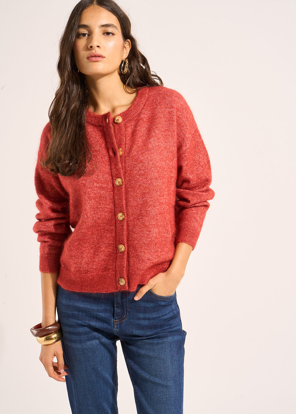 GARICAN Loose-fitting cardigan with round neck - 1 - Sud Express - Sud Express