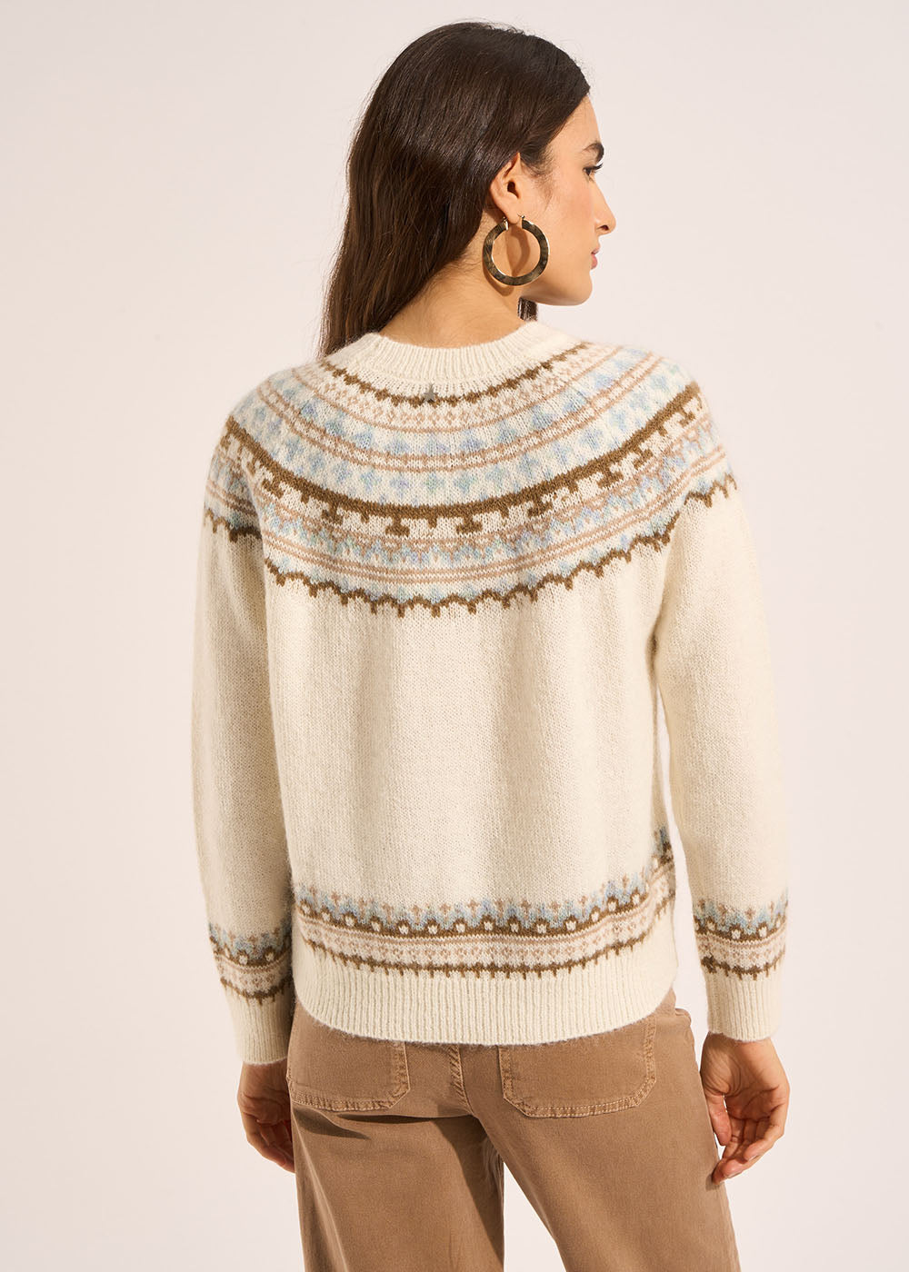 MISLANDA Warm knitted round neck jumper with patterns - 3 - Sud Express - Sud Express