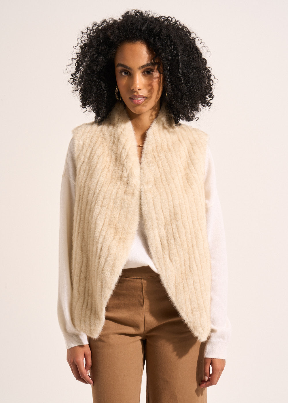 GARFIELD Sleeveless mink-effect faux fur cardigan - 1 - Sud Express - Sud Express