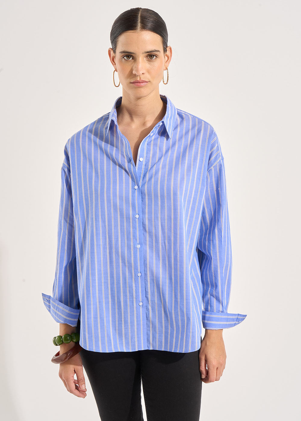 COZOULI Oversized long-sleeved cotton shirt - 1 - Sud Express - Sud Express