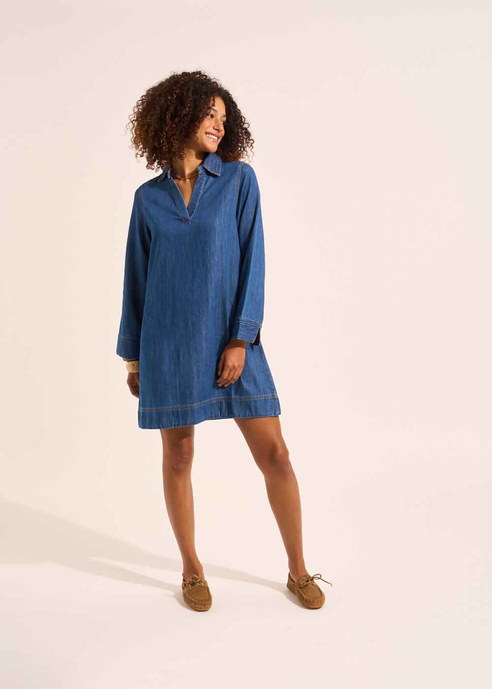 RALAIA A-line dress with tunisian collar - 1 - Sud Express - Sud Express