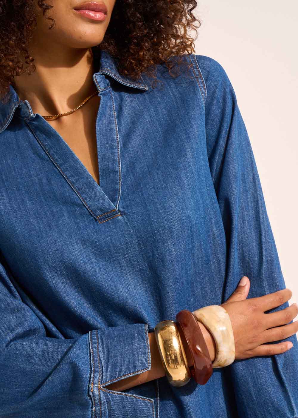 RALAIA A-line dress with tunisian collar - 2 - Sud Express - Sud Express