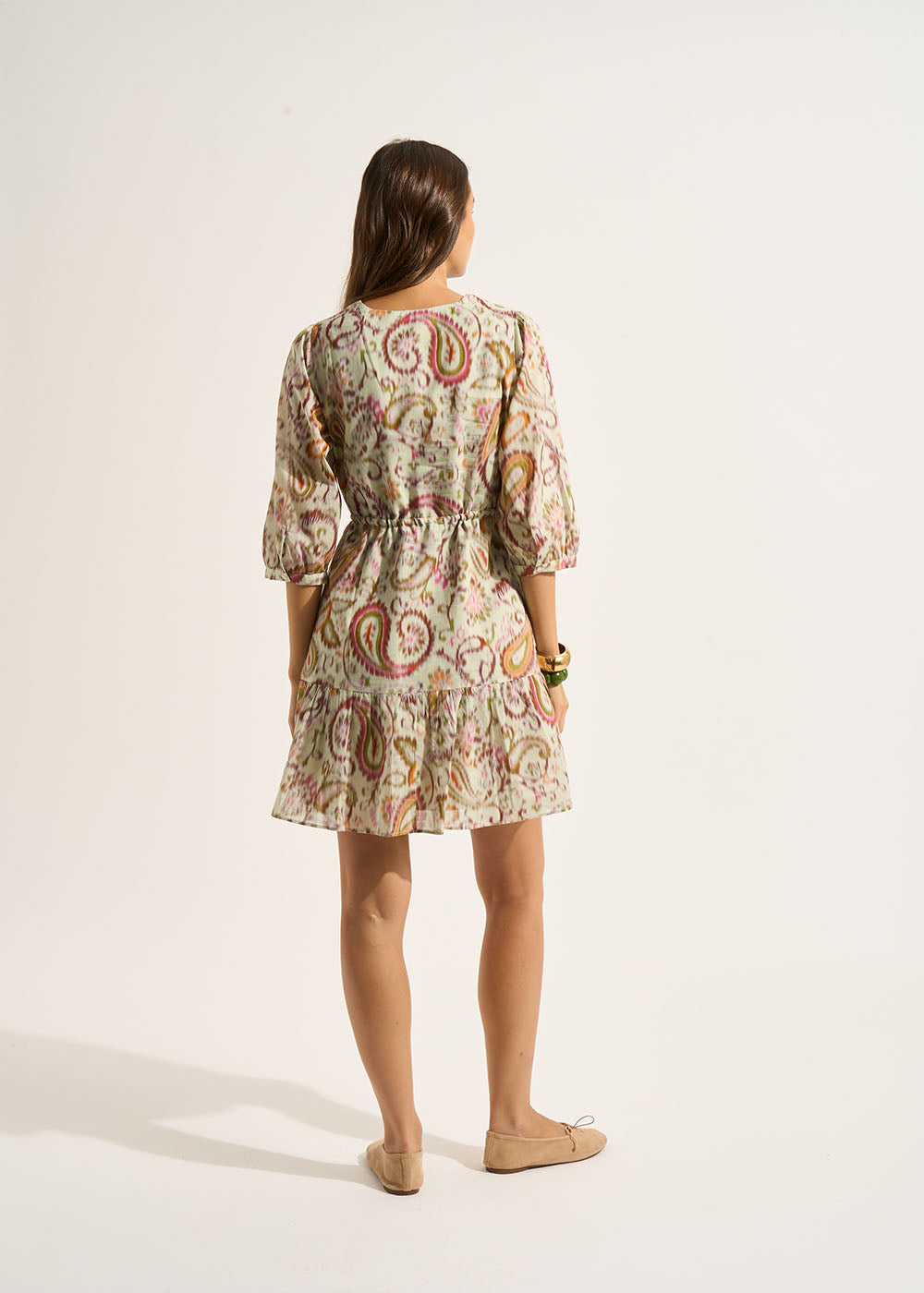 RELEA Cotton print short dress with V-neckline - 3 - Sud Express - Sud Express