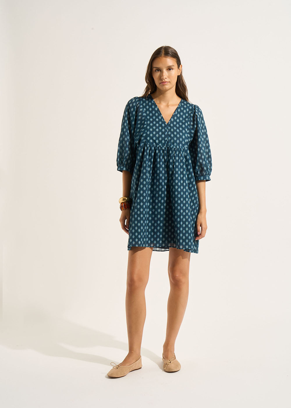 RIBALT Printed short dress with short balloon sleeves - 1 - Sud Express - Sud Express