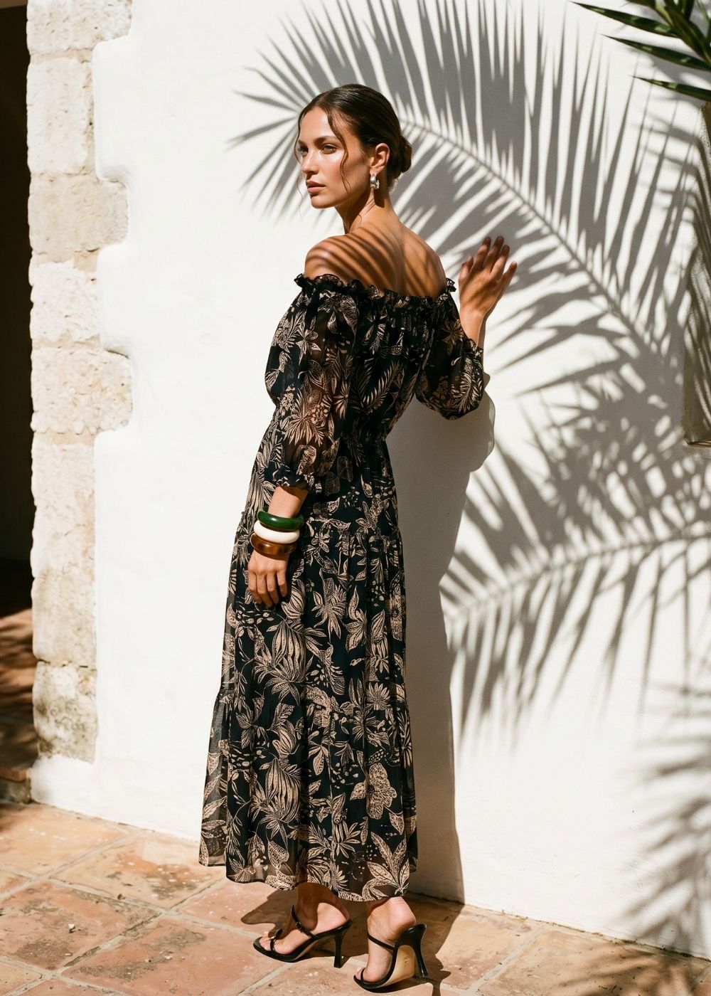 cotton dress black Long printed PRICE_$200 to $250 Womens Black Dress Fitted Size:dress size pants : 28 Unfinished bottom