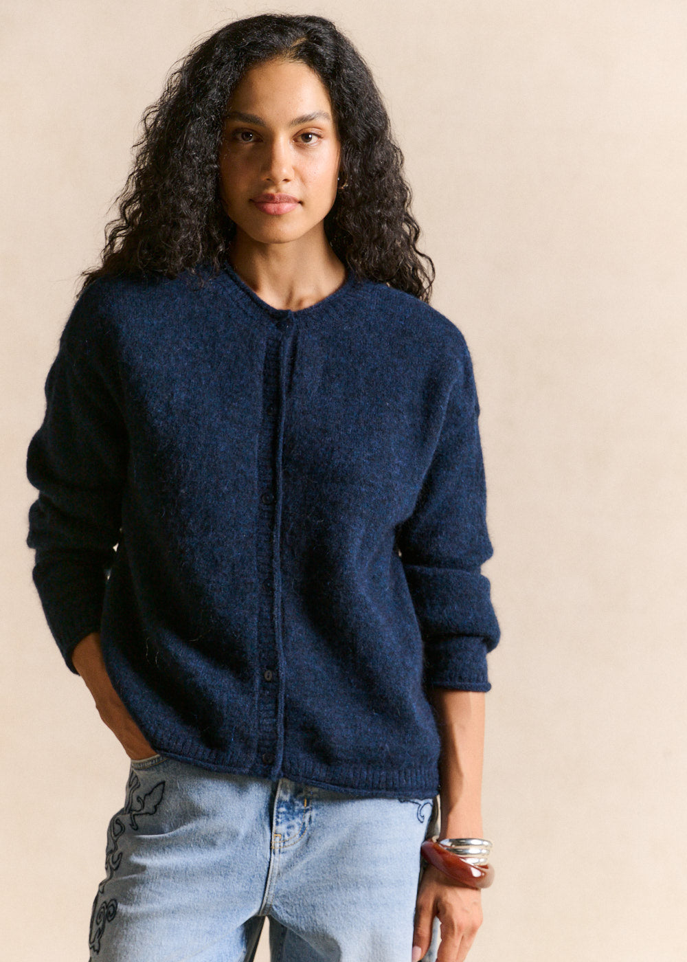 Round-neck mohair cardigan - Sud Express - 1 - Sud Express