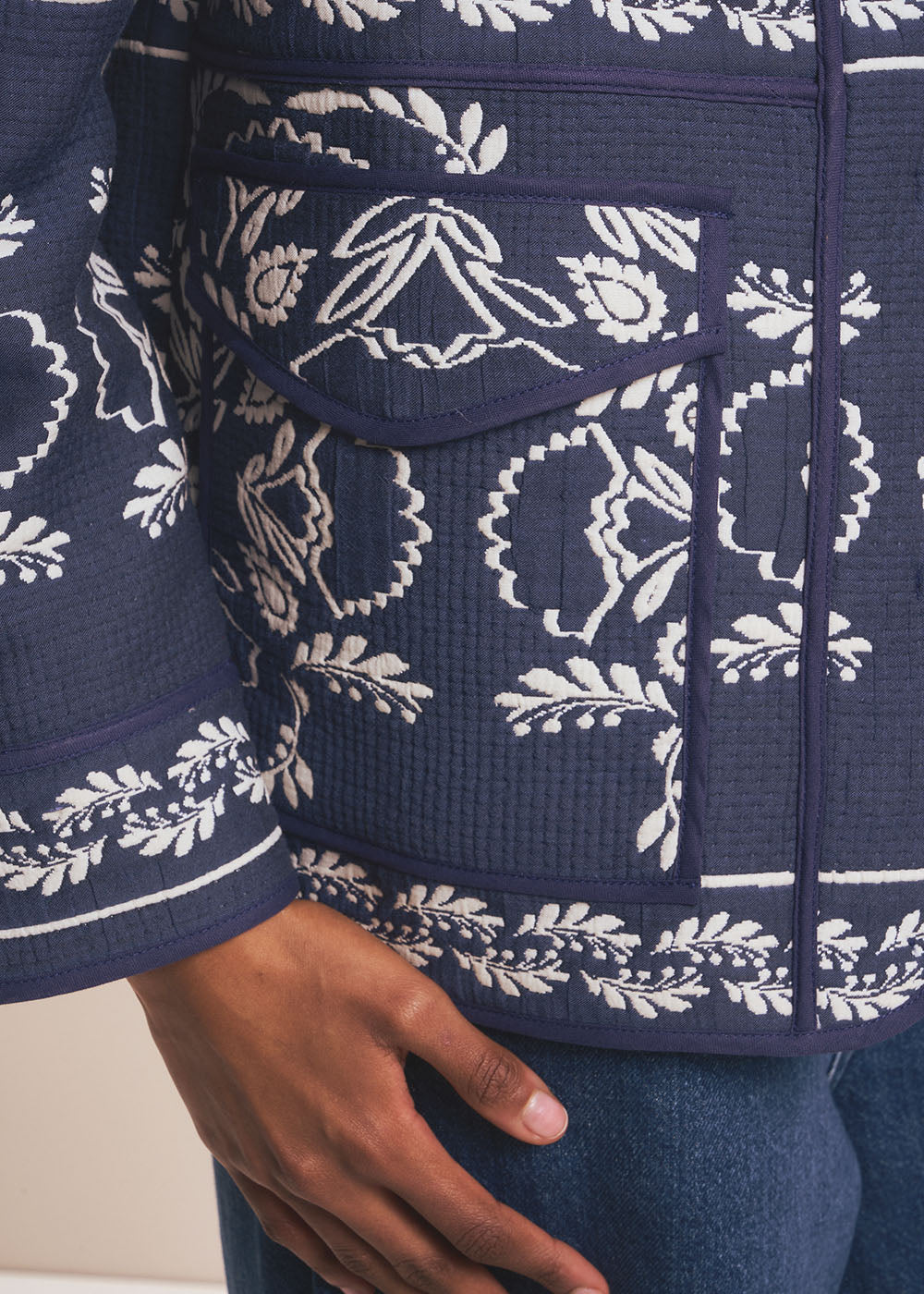 Floral pattern jacquard jacket - Sud Express - 4 - Sud Express