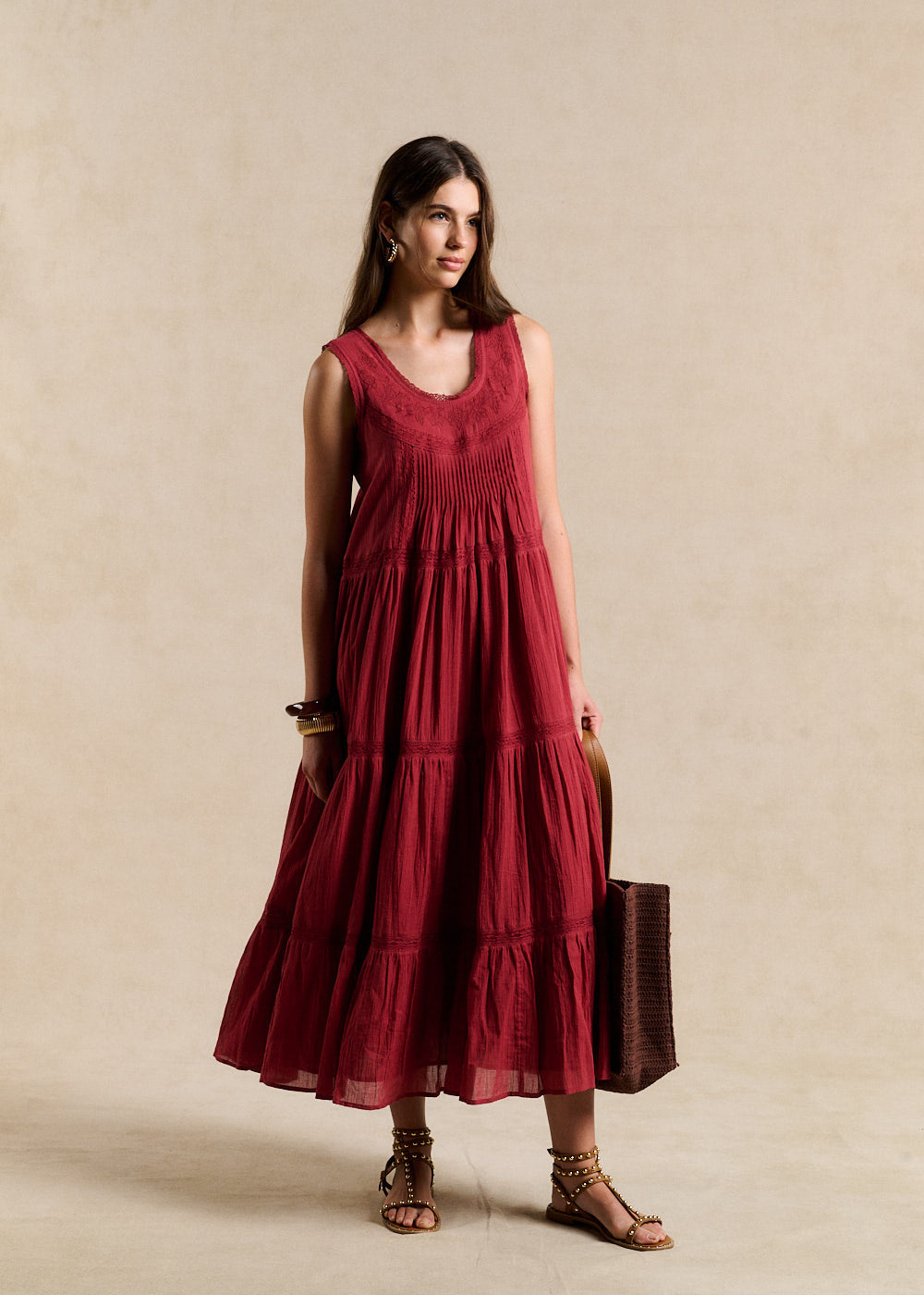 Long embroidered cotton dress - Sud Express - 1 - Sud Express