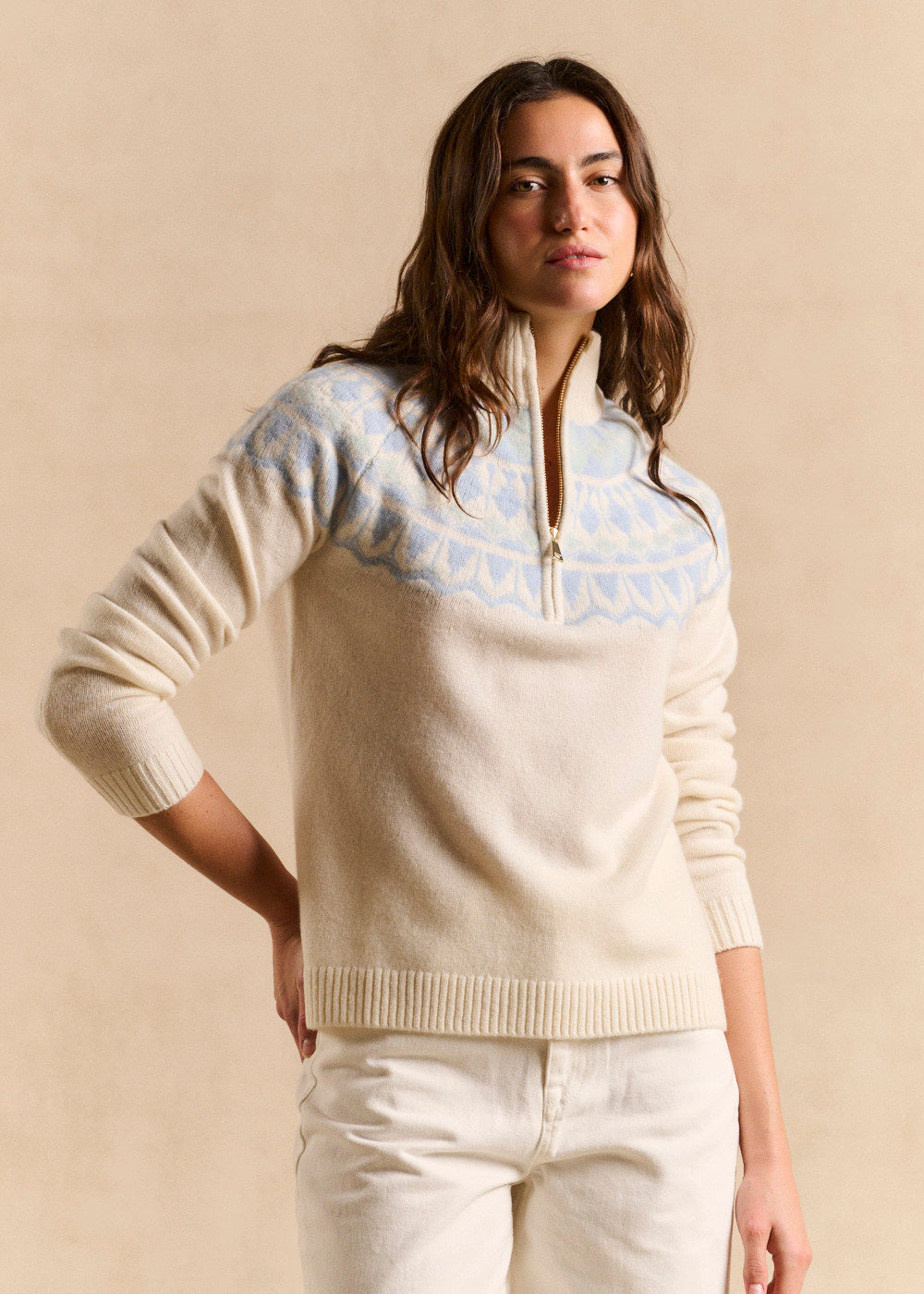 Jacquard wool zip-neck sweater - Sud Express - 4 - Sud Express