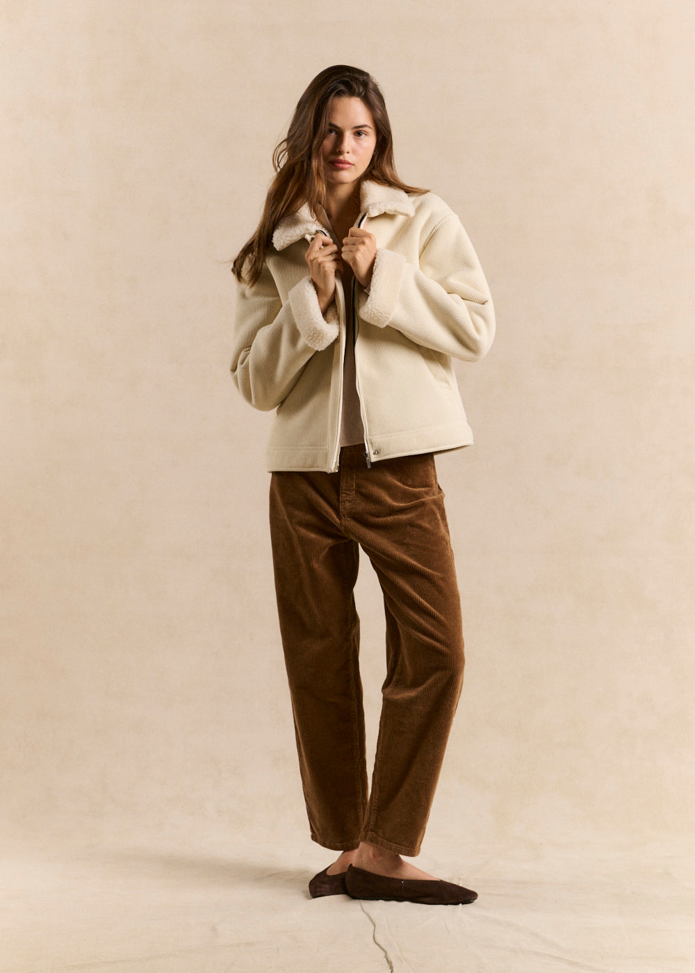 Corduroy jacket with faux fur collar - Sud Express - 5 - Sud Express