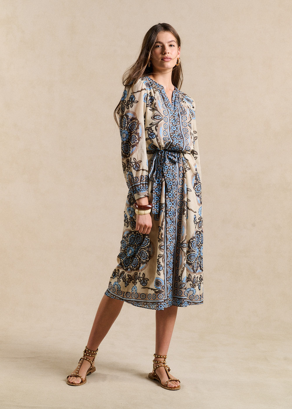 ROOPA Midi dress in cotton with paisley print - 1 - Sud Express - Sud Express
