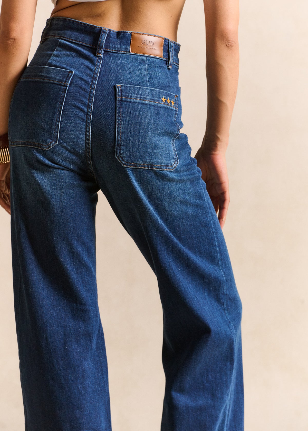 STACY  Wide-leg jeans with cuffs and high waist - 4 - Sud Express - Sud Express