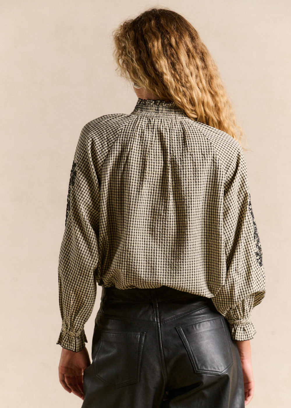 TARNIA Embroidered cotton gingham blouse - 3 - Sud Express - Sud Express
