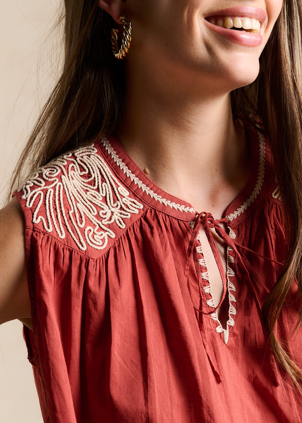 Embroidered Cotton Voile Top - Sud Express - 2 - Sud Express