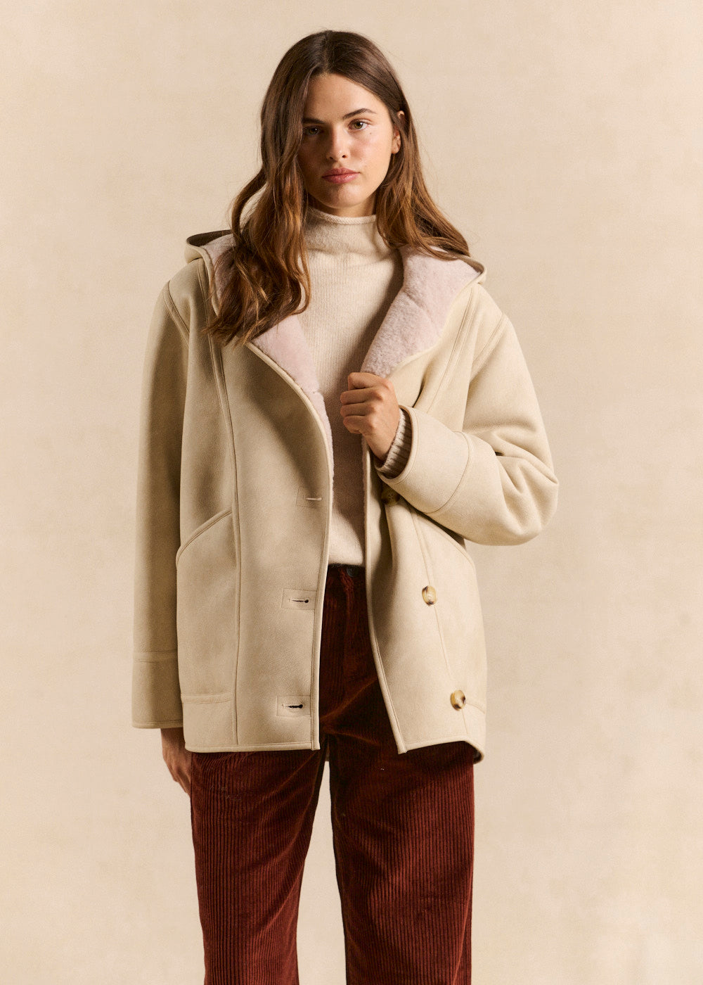 MAFLEURY Hooded faux shearling coat - 1 - Sud Express - Sud Express