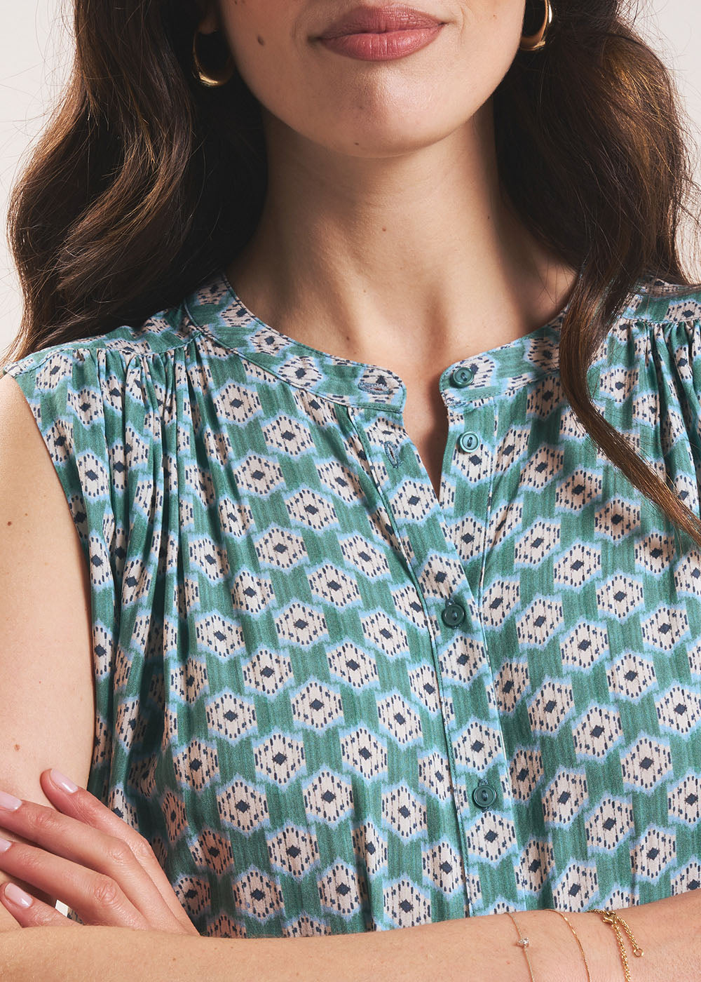 TONKA Printed sleeveless button-up top - 2 - Sud Express - Sud Express