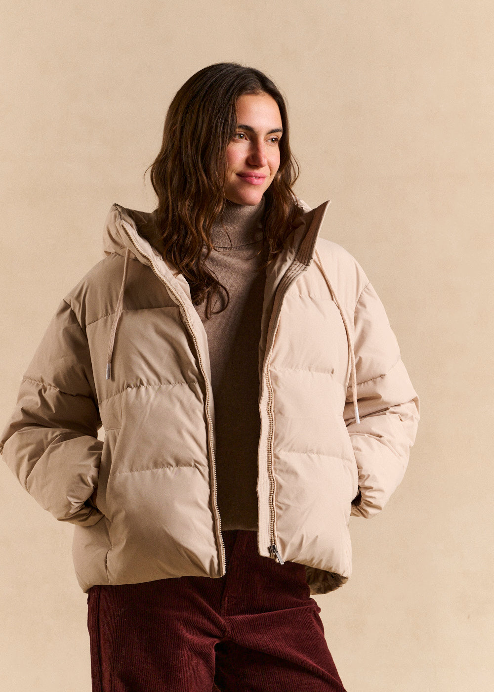 Oversized short puffer jacket with hood - Sud Express - 1 - Sud Express