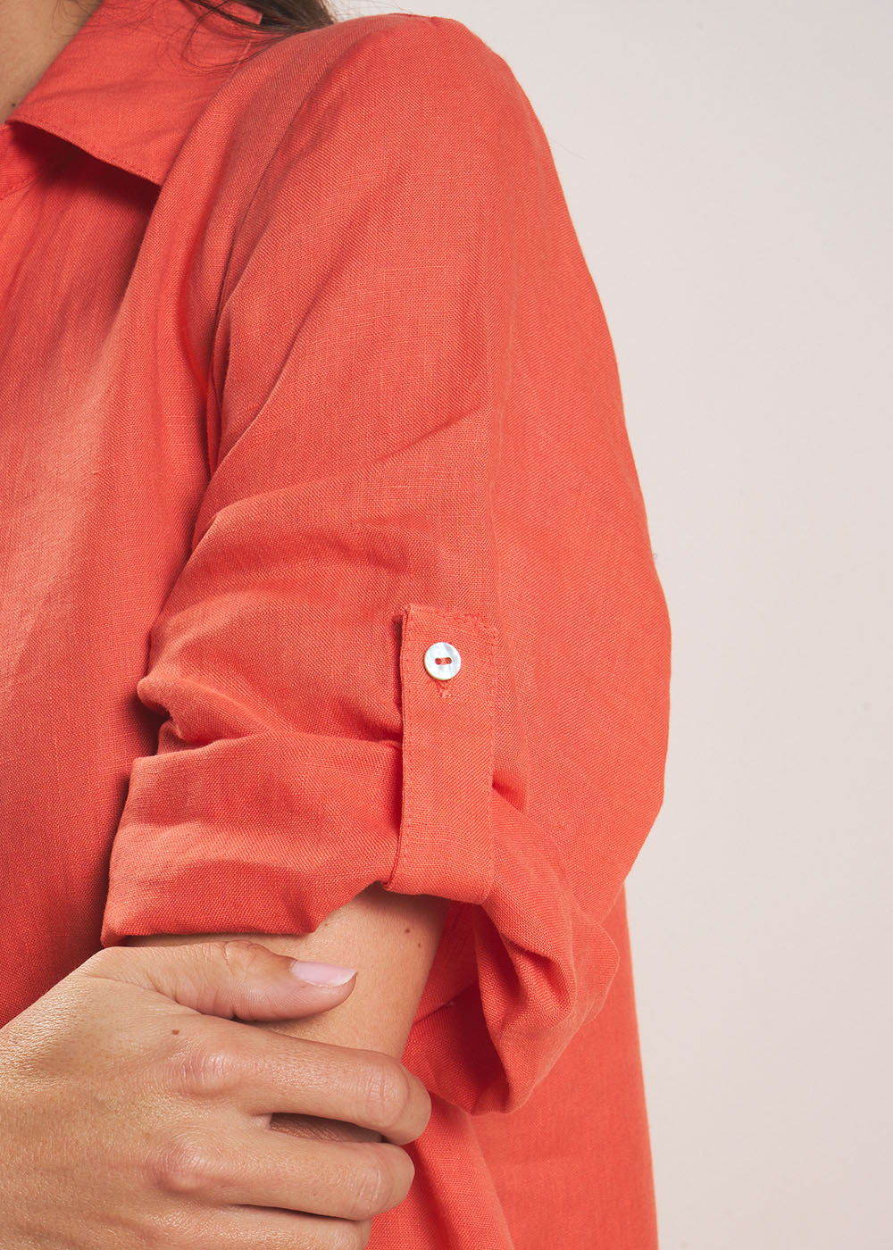 Short linen dress with shirt collar - Sud Express - 4 - Sud Express