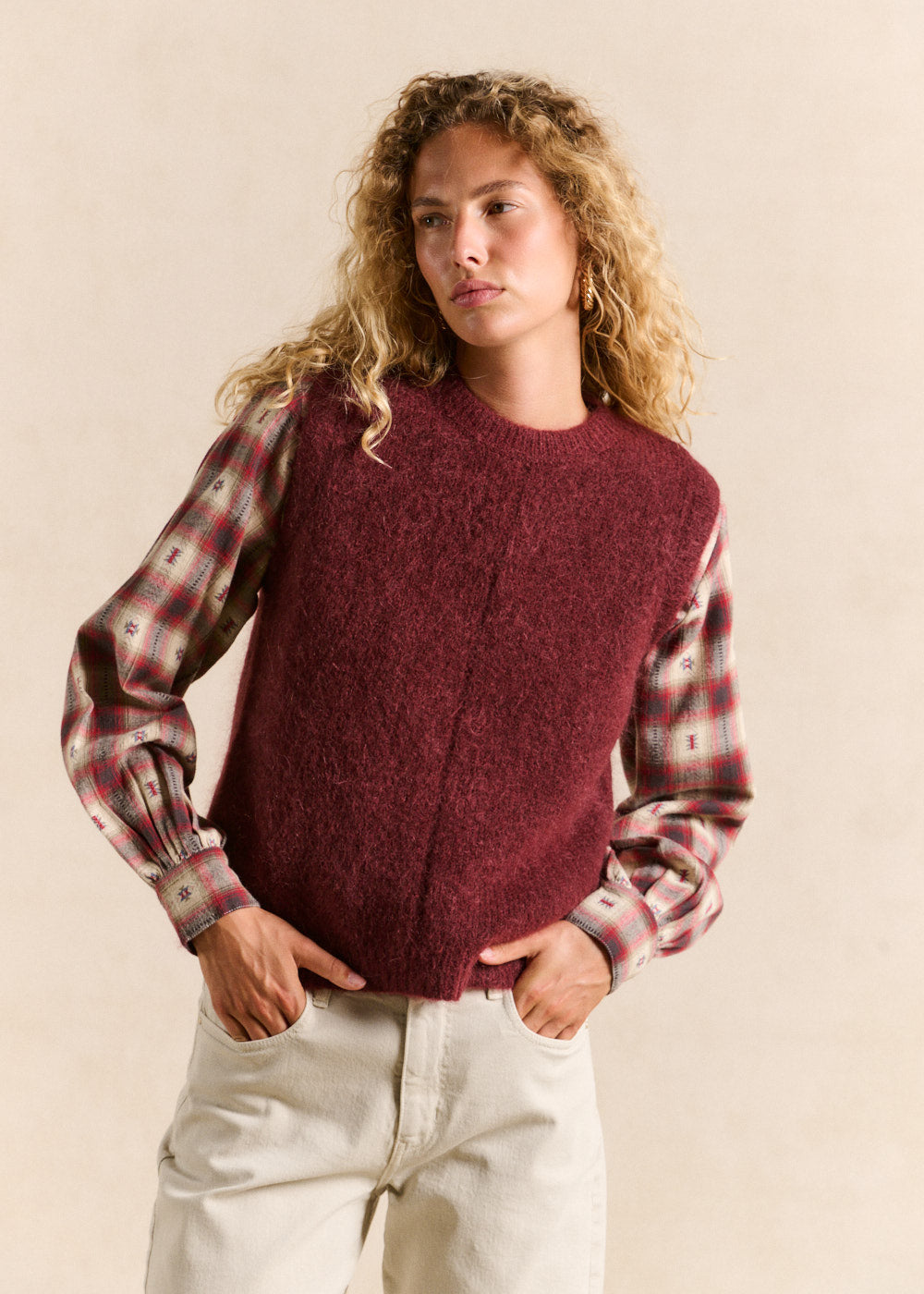 Sleeveless mohair knit vest, straight fit - Sud Express - 1 - Sud Express