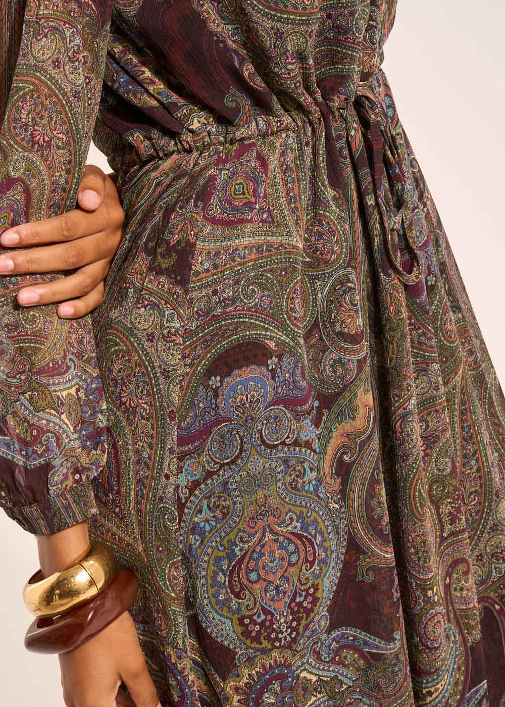 Printed maxi dress with long puffed sleeves - Sud Express - 4 - Sud Express