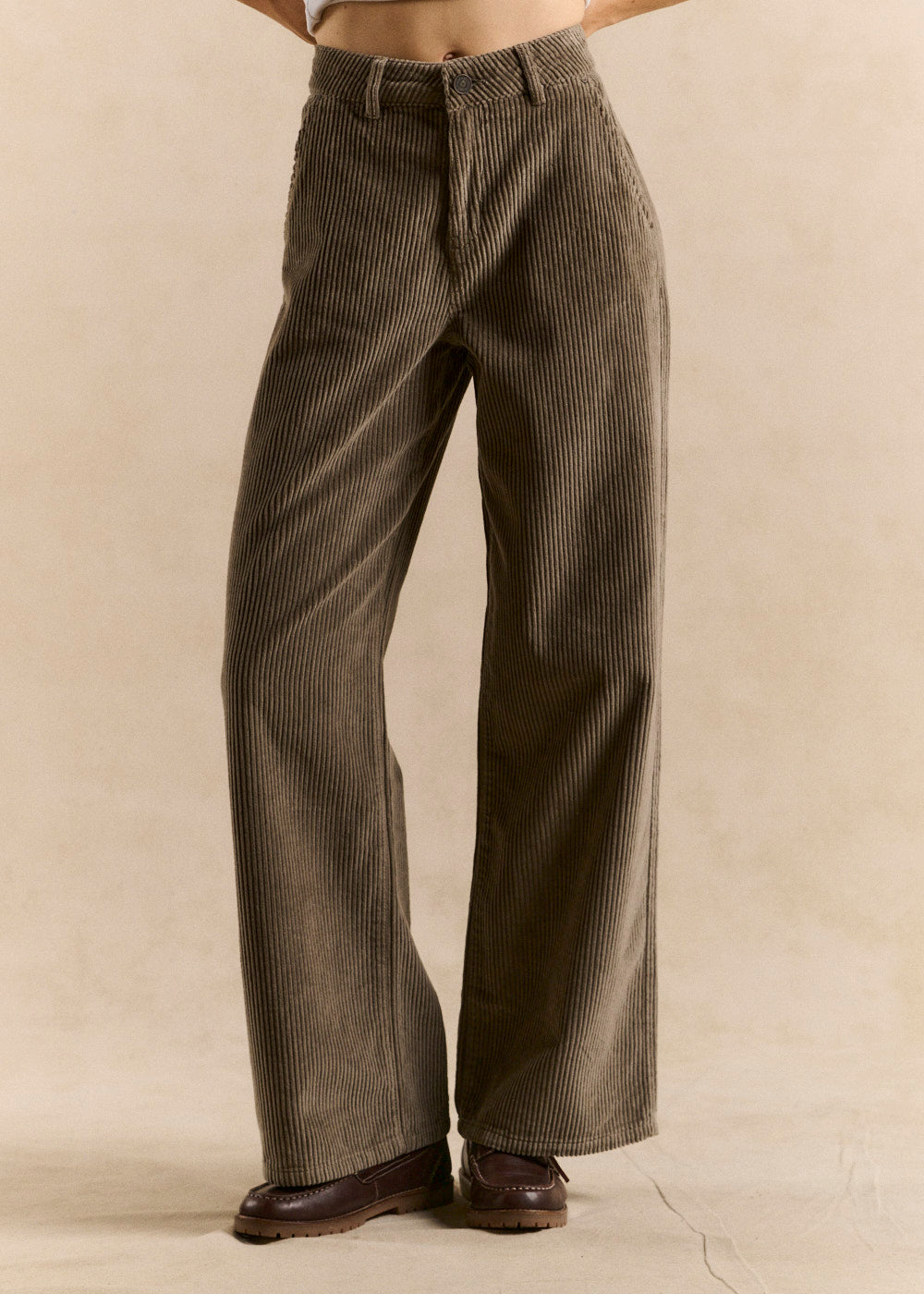 High-waisted cotton velvet wide-leg trousers - Sud Express - 2 - Sud Express