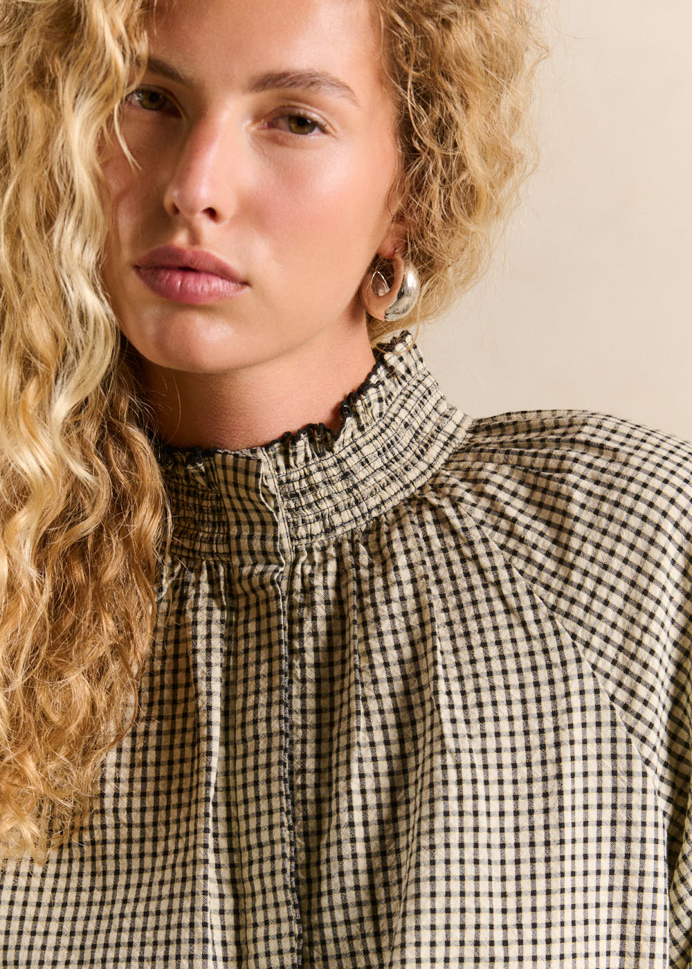 TARNIA Embroidered cotton gingham blouse - 2 - Sud Express - Sud Express