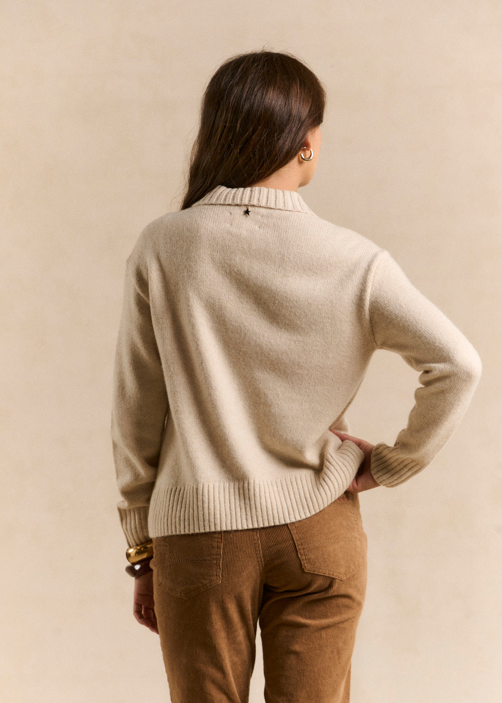 Ecru knitted polo-neck jumper - Sud Express - 3 - Sud Express