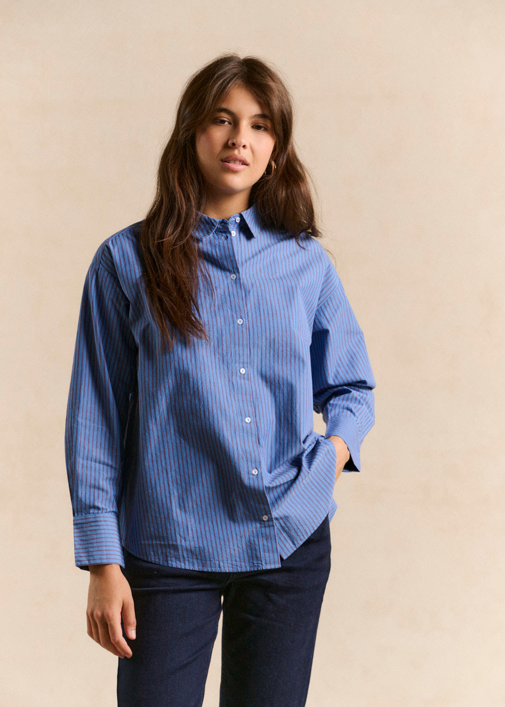 Oversized striped cotton shirt - Sud Express - 1 - Sud Express