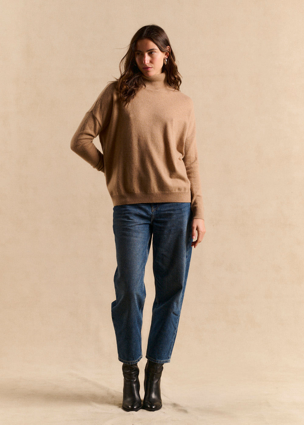 High-neck cashmere pullover, loose fit - Sud Express - 1 - Sud Express