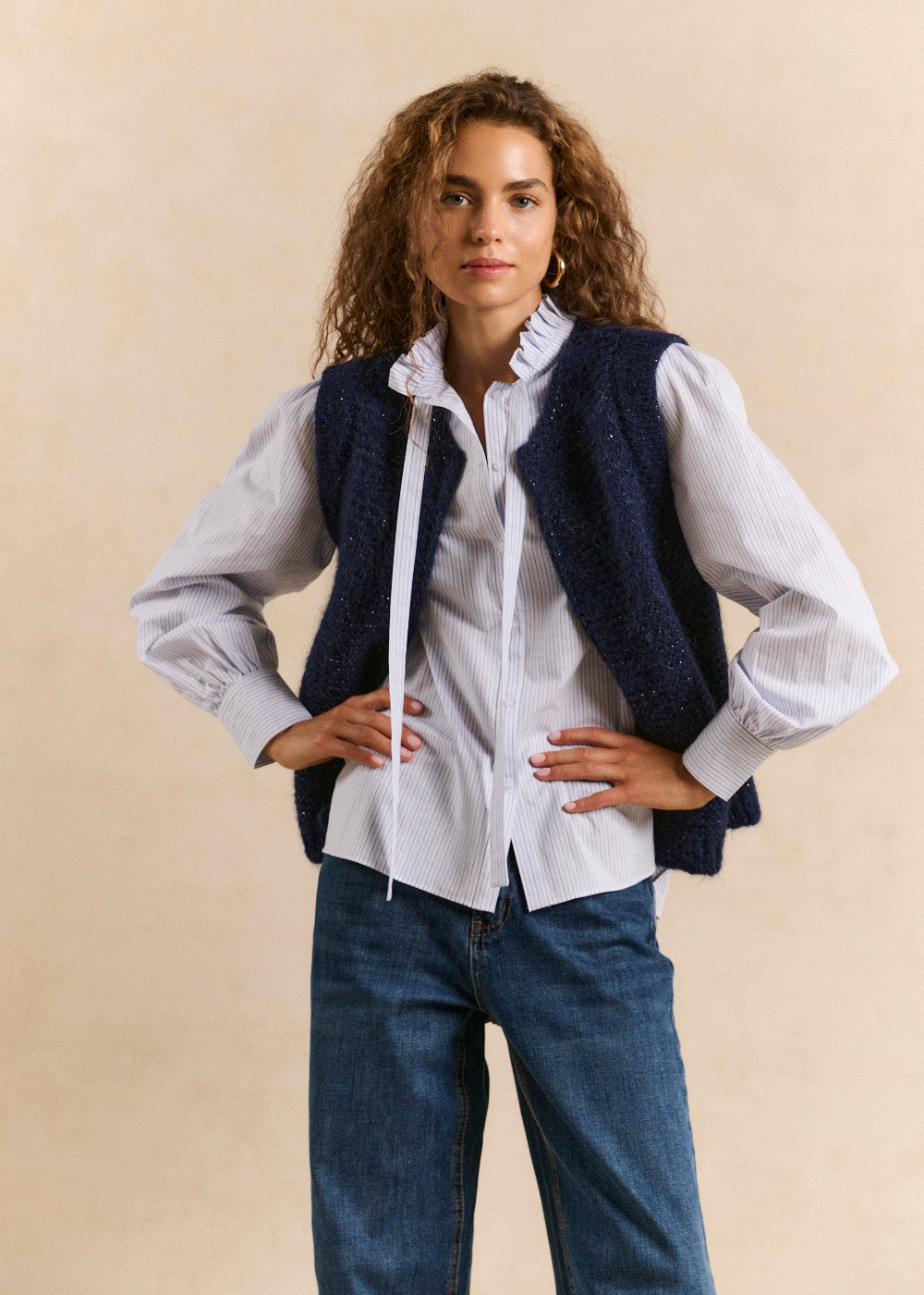 Cardigan sleeveless shorts in mohair - Sud Express - 1 - Sud Express