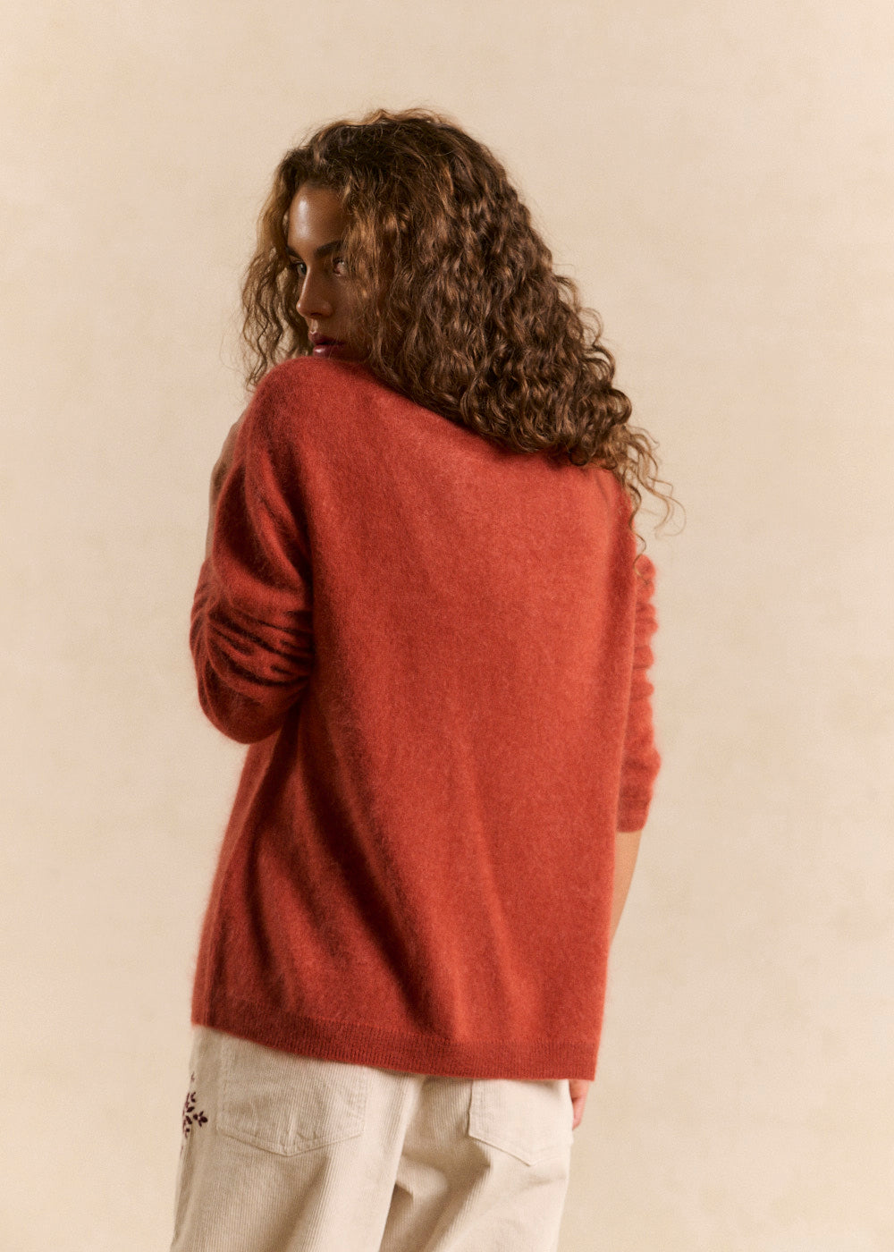 Loose round-neck vest in brushed wool and cashmere - Sud Express - 3 - Sud Express