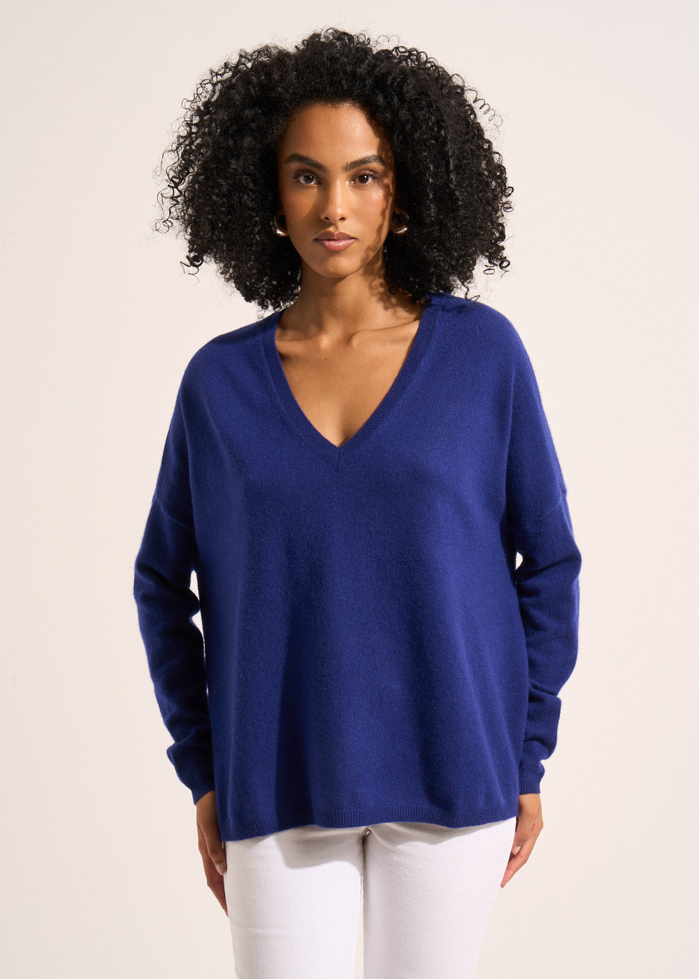 Cashmere V-neck sweater with long sleeves - Sud Express - 1 - Sud Express