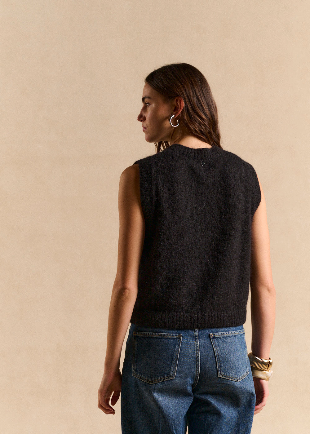 Sleeveless alpaca and lurex vest - Sud Express - 3 - Sud Express