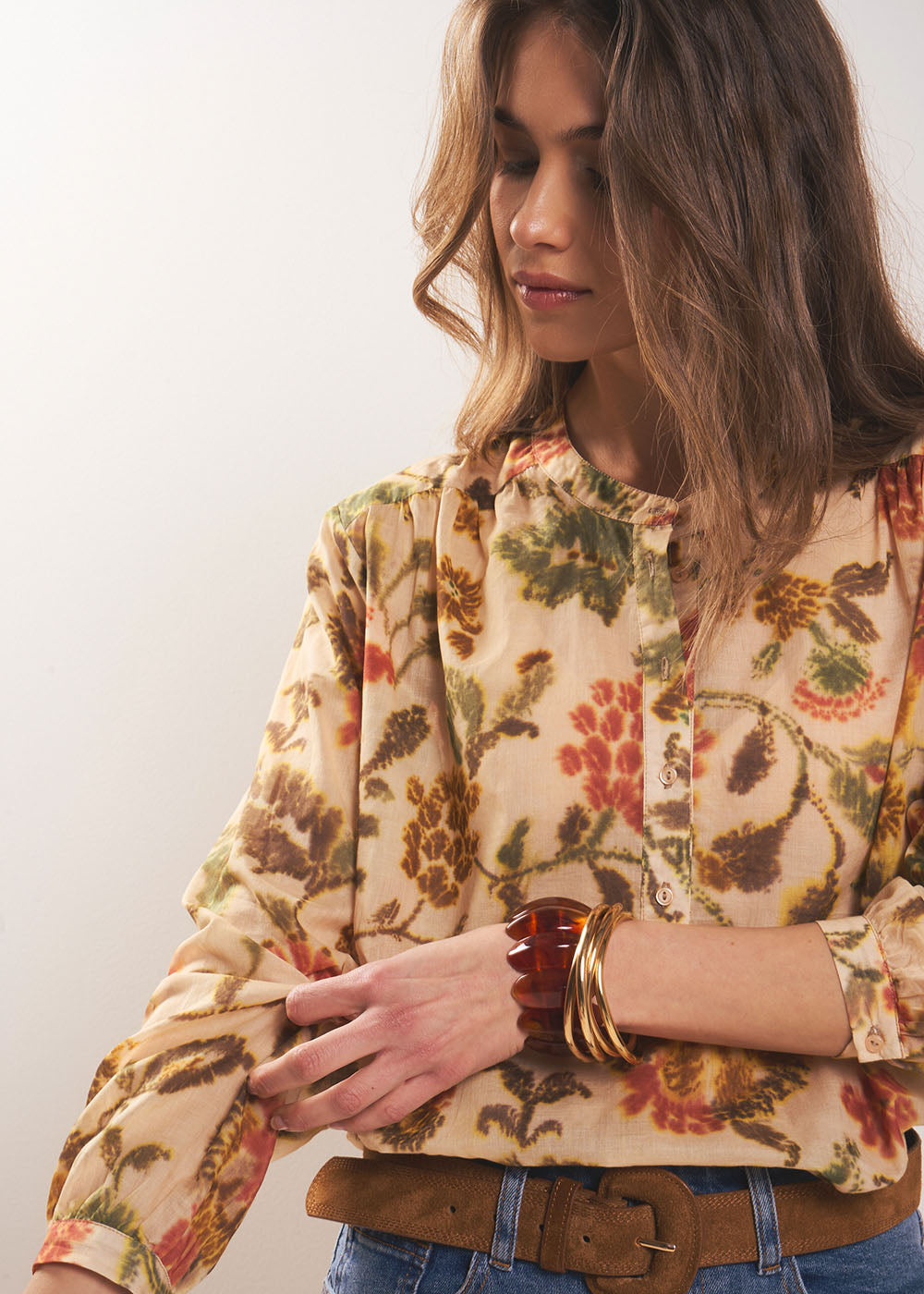 Floral print round-neck blouse - Sud Express - 6 - Sud Express