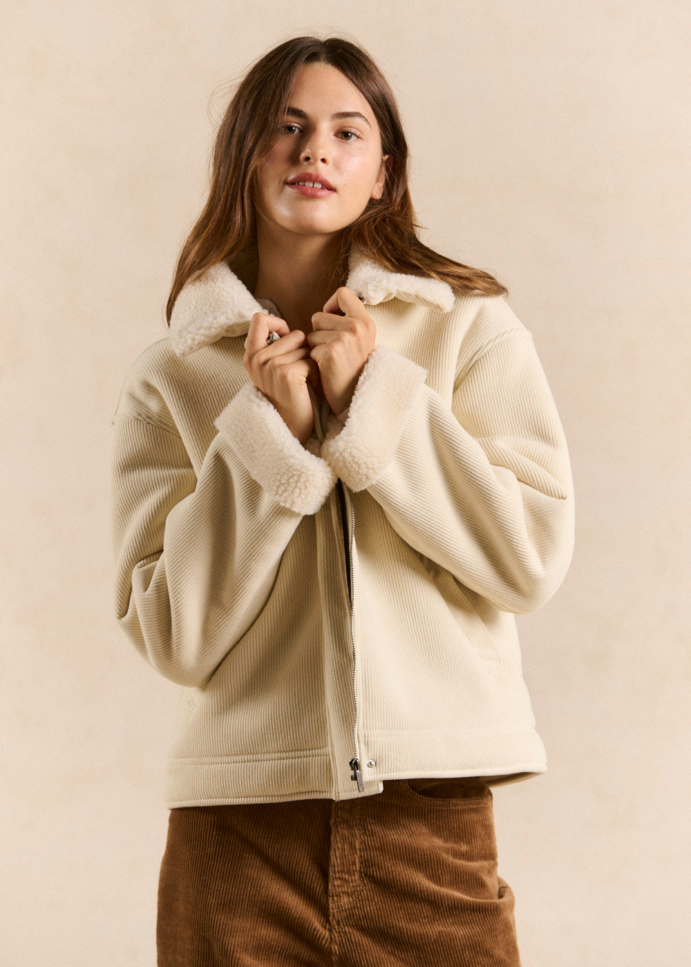 MYASALY Corduroy jacket with faux fur collar - 1 - Sud Express - Sud Express
