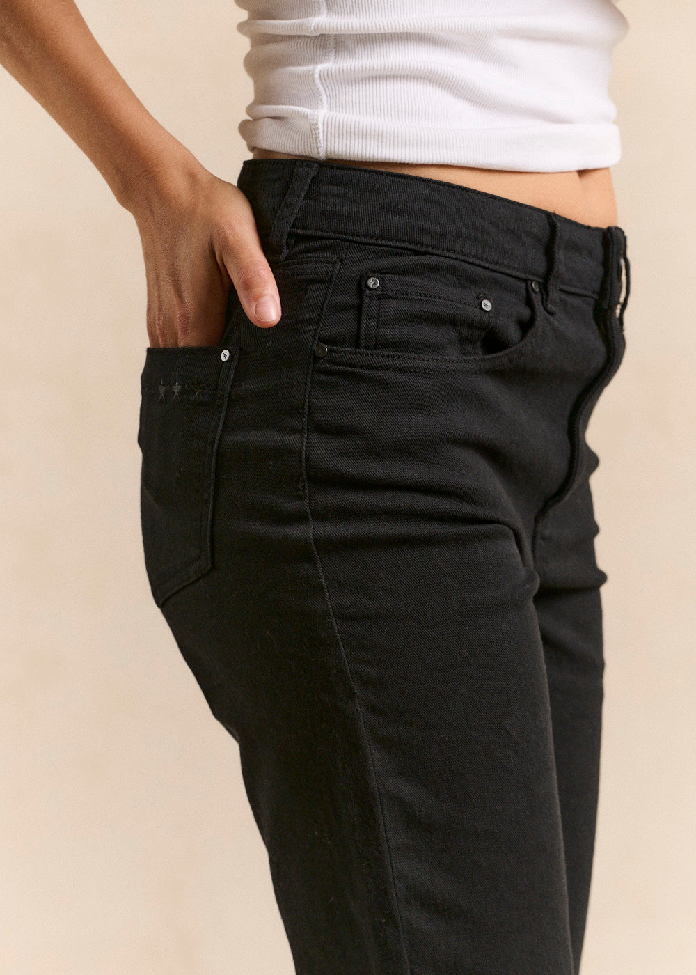Cropped black denim flare jeans - Sud Express - 5 - Sud Express