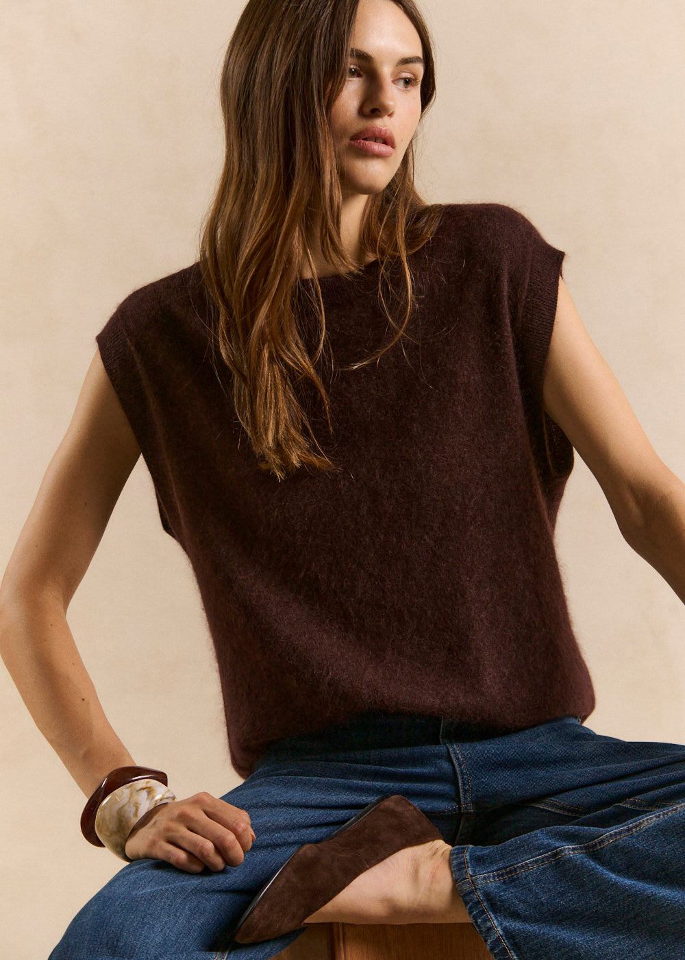 MARTAKA Loose sleeveless sweater in wool and cashmere - 1 - Sud Express - Sud Express