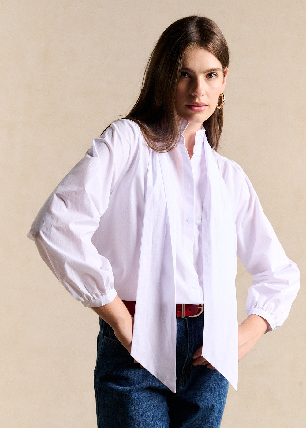 Cotton poplin blouse - Sud Express - 2 - Sud Express